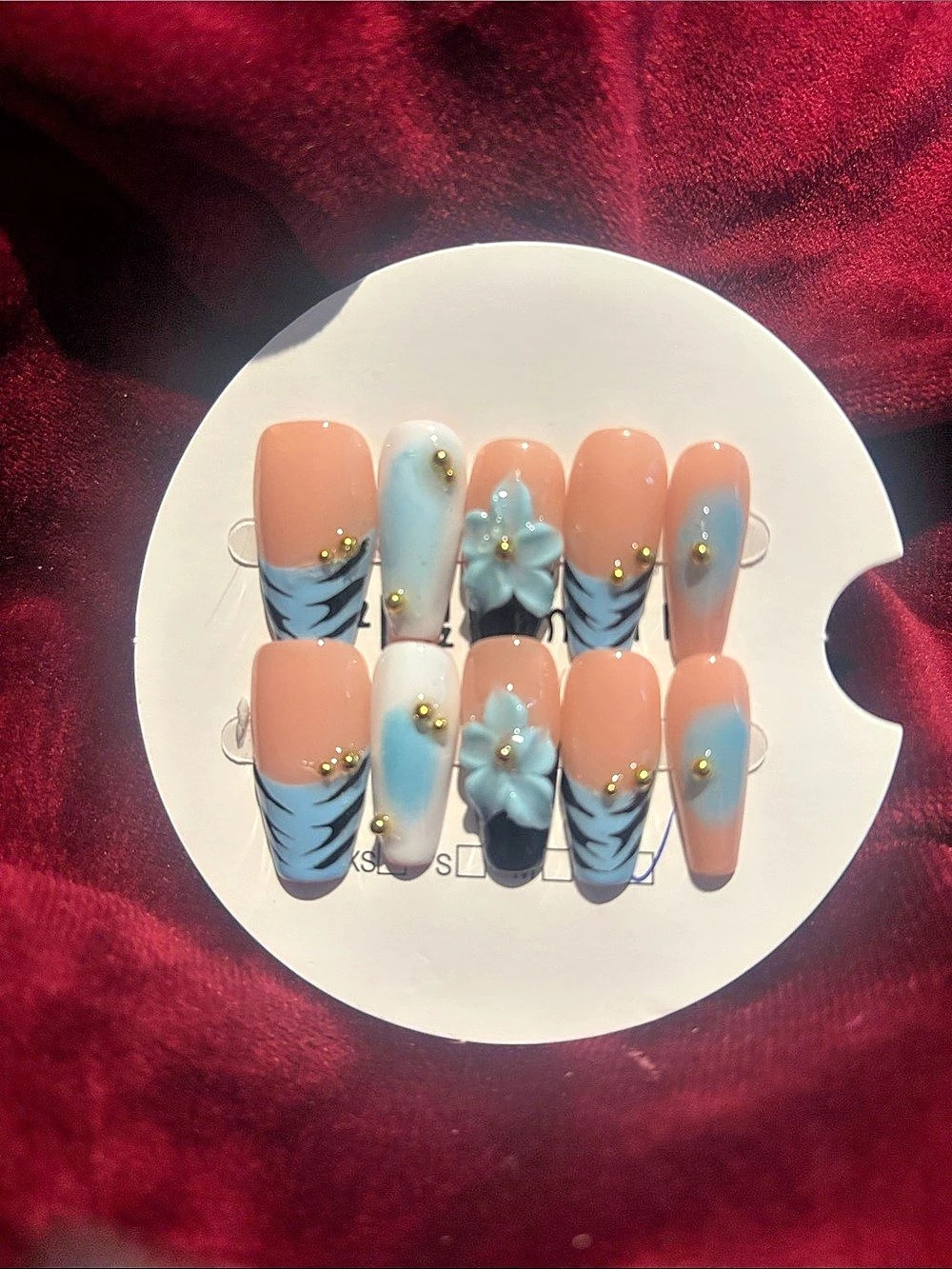 Pink & Blue Floral Press-On Nails